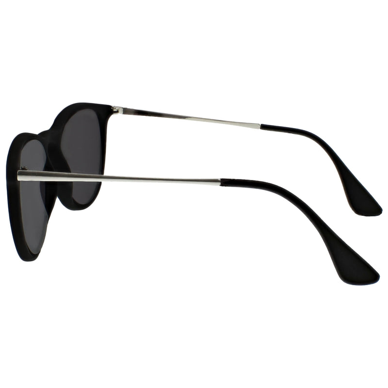 Opulize Jet Large Black Rubberized Silver Arms Mens Womens Sun Readers UV400 S96-1 +0.00 +0.00 Magnification Black Front Silver Arms - BeesActive Australia
