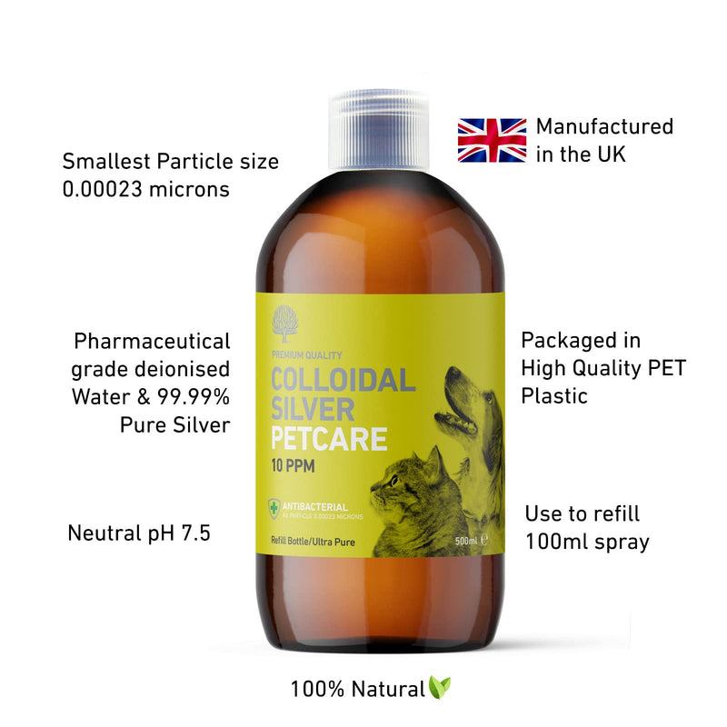 Nature's Greatest Secret Premium Quality Antibacterial Colloidal Silver Petcare 10ppm Bottle 500ml - BeesActive Australia