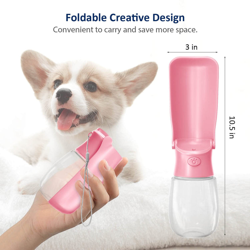 Pet Water Bottle for Dogs, Dog Water Bottle Foldable, Dog Travel Water Bottle, Dog Water Dispenser, Lightweight & Convenient for Travel BPA Free 12 oz #02 Pink - BeesActive Australia
