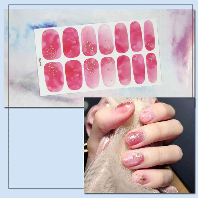 SILPECWEE 6 Sheets Glitter Nail Polish Stickers Decals and 1Pc Nail File Gradient Adhesive Nail Wraps Strips Manicure Accessories - BeesActive Australia