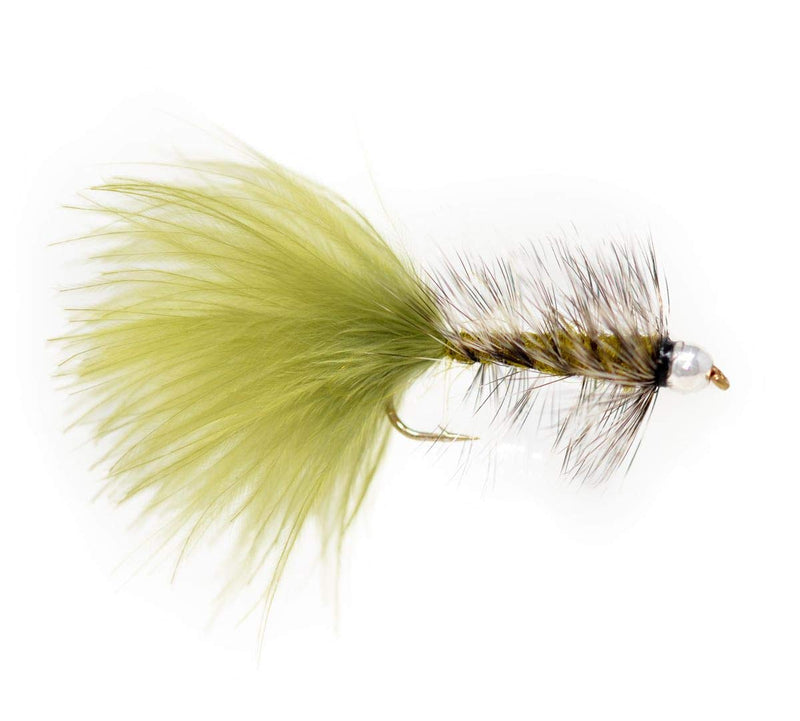 Olive Bead Head Flash Bugger Woolly Bugger Streamer Trout Fly Fishing Flies | 8 Flies | Rainbox Trout Pike Flies | Size 6 & 8 & 10 & 12 - BeesActive Australia
