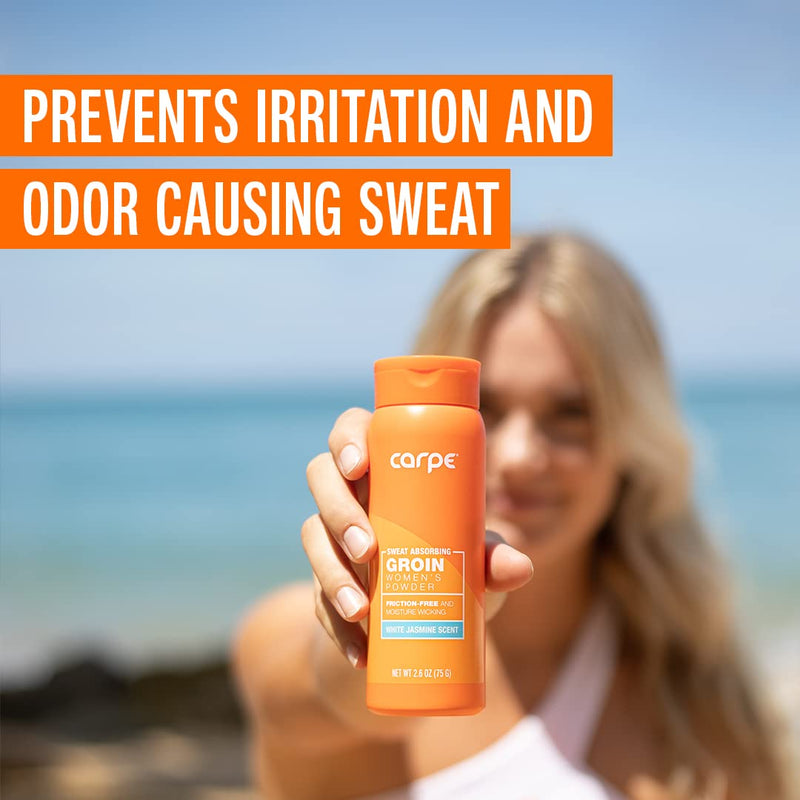 Carpe No-Sweat Groin Powder (For Women) - Designed for Maximum Sweat Absorption - Mess and Friction Free, Stop Chafing - BeesActive Australia