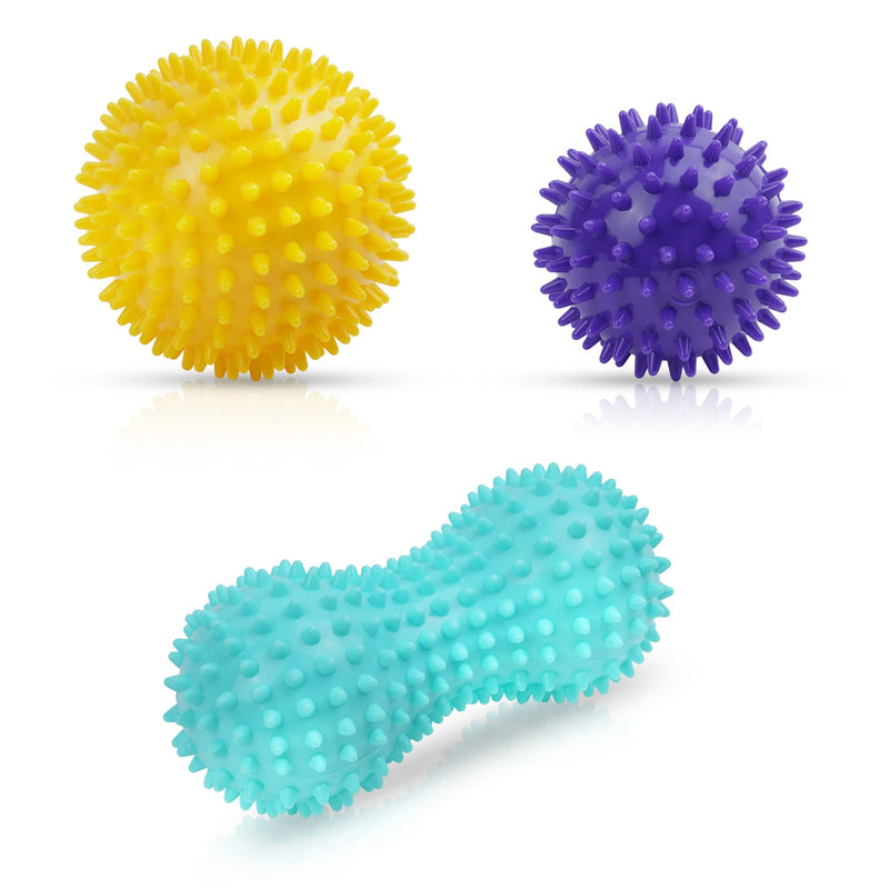 URAQT Spiky Massage Ball, 3 Pack Hard Spiky Massage Ball Roller Set, Professional Physical Therapy Massage Balls for Myofascial Release, Trigger Point Deep Tissue Massage, Plantar Fasciitis Recovery - BeesActive Australia