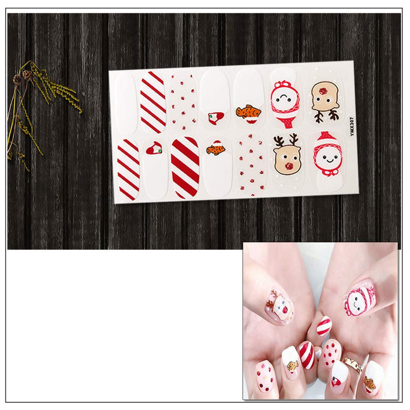 SILPECWEE 6 Sheets Christmas Adhesive Nail Polish Strips Stickers Glitter Snowman Nail Decals Full Wraps Manicure Accessories and 1Pc Nail File NO1 - BeesActive Australia