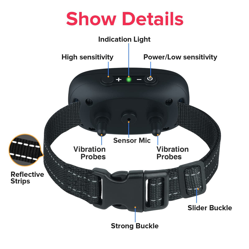 PcEoTllar Dog Bark Collar, Rechargeable Bark Collar for Large Dogs No Shock Bark Collar with Beep Vibration, Humane Bark Collars for Small Medium Large Dogs, Anti-Barking Control Device Red - BeesActive Australia