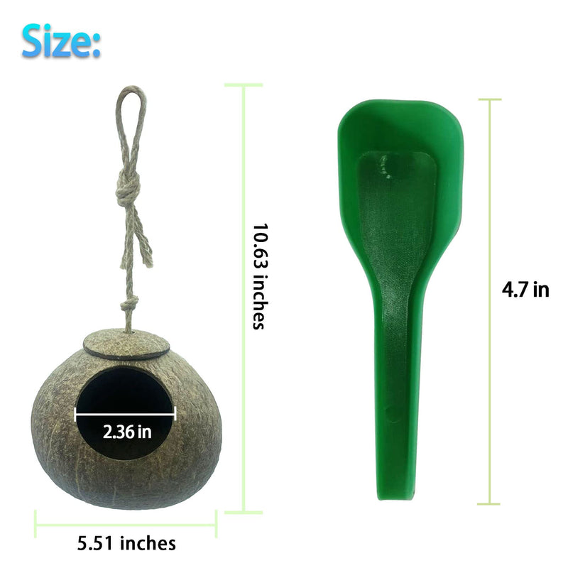 kathson Natural Coconut Shell Bird Nest,Hanging Coco Birds House,Parrots Hide Hut Habitats Decor,Parrot Cage Accessories for Lovebirds Cockatiel Canary Budgies,Feeder Spoon,4 Toy Balls(6 Pcs) - BeesActive Australia