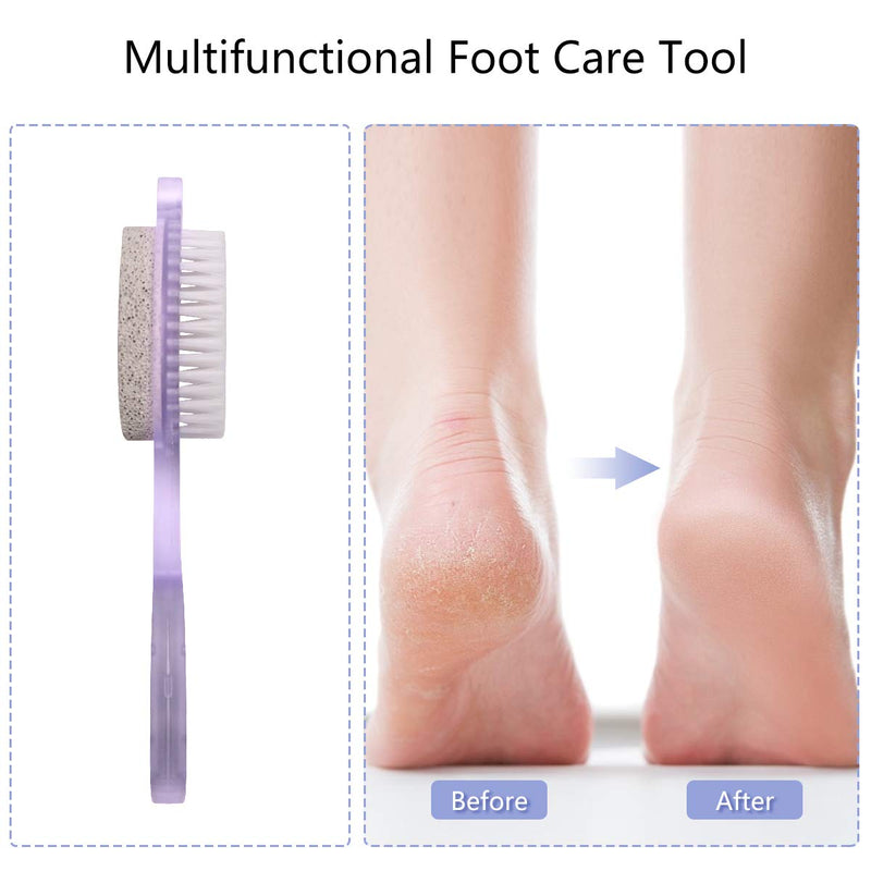 Fangze Pumice Stone Brush For Feet，2 Pack Brush With Pumice Stone Pedicure Paddle kit 4 In 1 Foot Care Stone Callus Brush Pumice Scrubber(Lilac and Blue) - BeesActive Australia