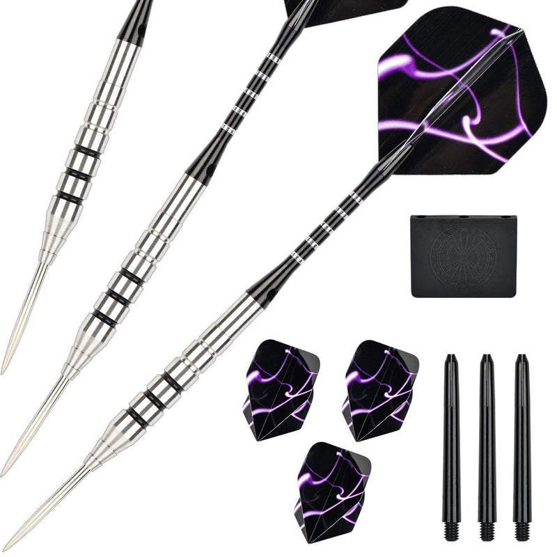 [AUSTRALIA] - LinkVisions 90% Tungsten Professional Steel Tip Darts Set Point Protector 22g/24g T2-24g-Black 