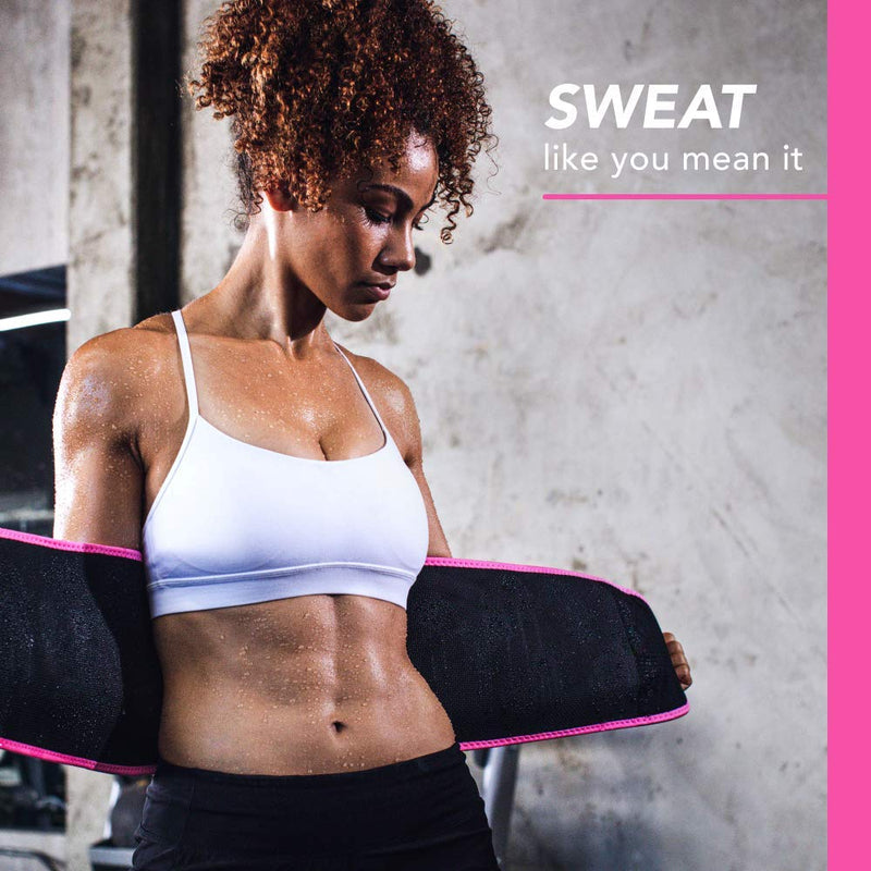 Sweet Sweat 'Pro-Series' Waist Trimmer Belt | Premium Waist Trainer with adjustable straps for a Tighter Fit & Better Sweat! Medium-Large Pink - BeesActive Australia