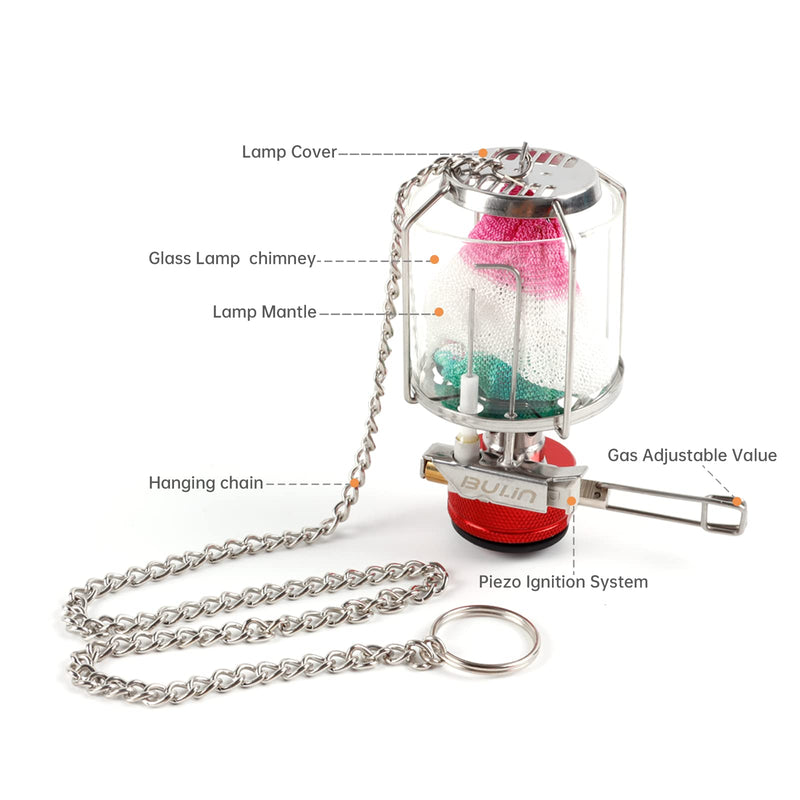 Portable Mini Gas Lantern Camping Propane Lantern Hanging Glass Lamp Piezo Ignition with 3pcs Replacement Mantles - BeesActive Australia