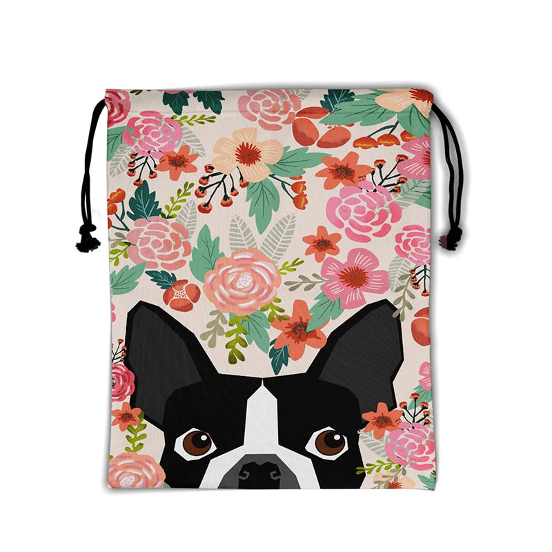 Gymnastics Grip Bag Floral Boston Terrier Drawstring Bag Sports Equipment Bag - BeesActive Australia
