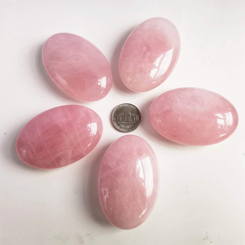Manekieko Natural Rose Quartz Oval Palm Pocket Healing Crystal Massage Spa Energy Stone,Healing Crystal for Therapy Geometry Chakra Balancing - BeesActive Australia