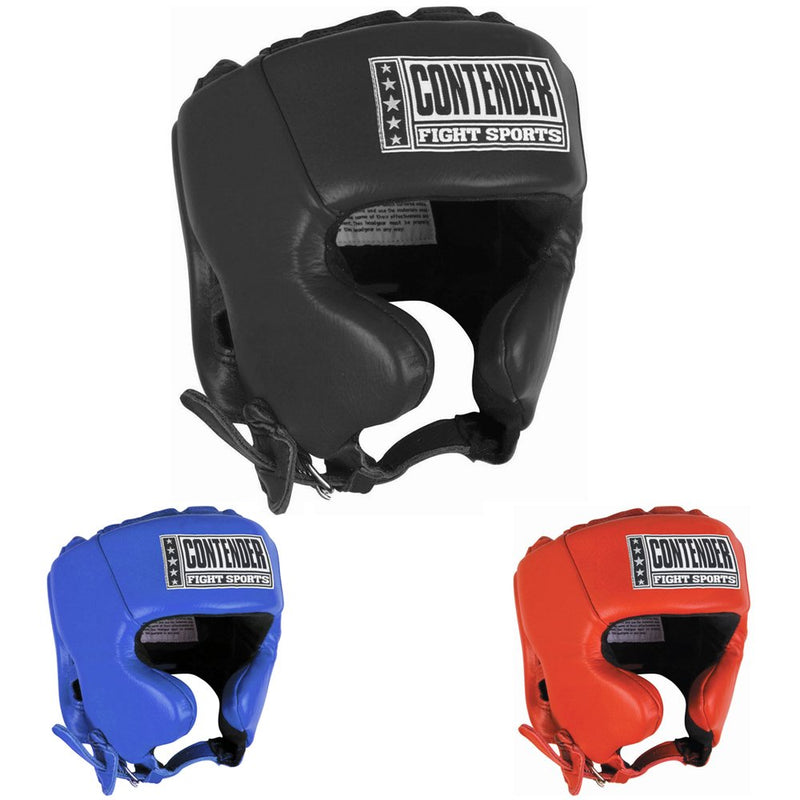 [AUSTRALIA] - Contender Fight Sports Competition Boxing Muay Thai MMA Sparring Head Protection Headgear with Cheeks Medium Black 