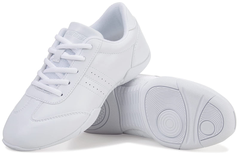 BAXINIER Youth Girls White Cheerleading Dancing Shoes Athletic Training Tennis Walking Breathable Competition Cheer Sneakers 5 Big Kid White 2116 - BeesActive Australia