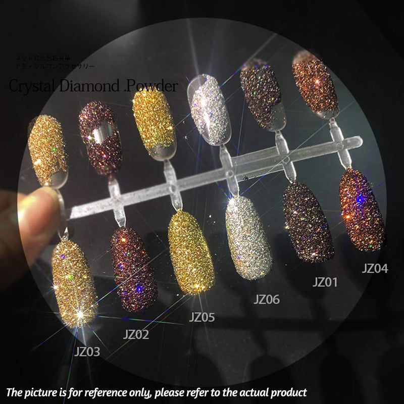 DAGEDA 6 Color Crystal Diamond Nail Powder, Chrome Gilt Shiny Nail Powder Nail Art Decoration Manicure Pigment - BeesActive Australia