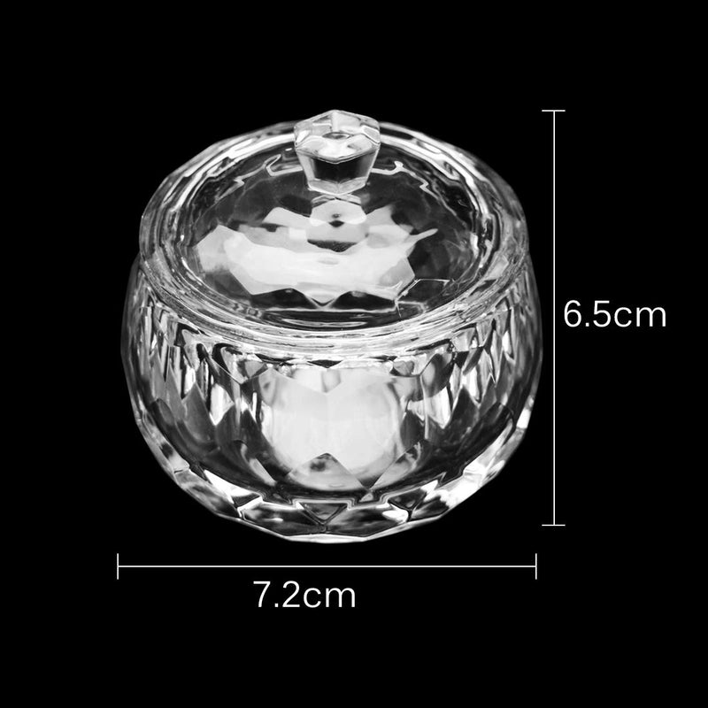 Round Crystal Clear Acrylic Liquid Powder Glass Dappen Dish Glass Cup w Cap Lid Bowl for Acrylic Nail Art Transparent Kit, HJ-NAPB013 Large Round Cup - BeesActive Australia