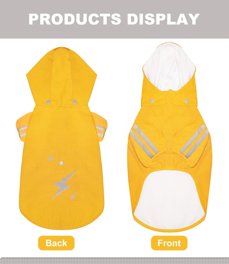 Dog Raincoat, Waterproof Hooded Dog Rain Jacket, Adjustable Dog Raincoat with Hood Leash Hole, Lightweight Pet Raincoat with Reflective Strip, Dog Raincoats for Small Medium Large Dogs XX-Large yellow - BeesActive Australia