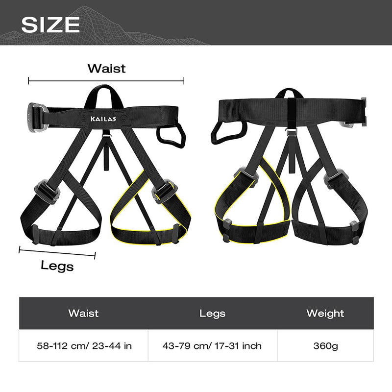KAILAS Climbing Harness Safety Belts Half Body Adjustable Tree Climbing Rappelling Mountaineering Zipline Work at Height Black - BeesActive Australia