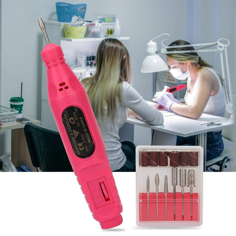 Electric Nail Drill Kit, USB Portable Electric Nail Drill Machine Manicure Manicure Pedicure Polishing Shape for Exfoliating, Grinding, Polishing, Nail Removing, Acrylic Nail Tools(Rose Red) - BeesActive Australia