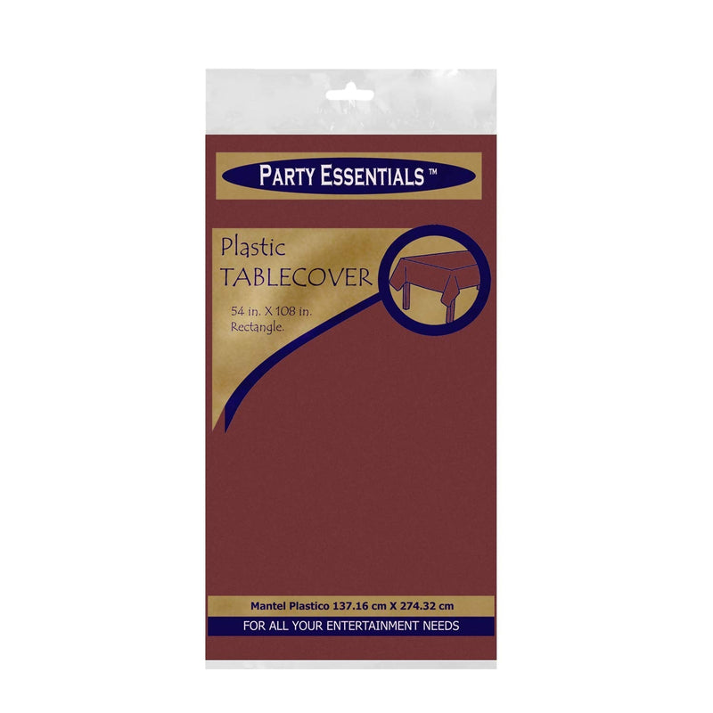 Party Essentials Heavy Duty Plastic Table Cover Available in 44 Colors, 54" x 108", Burgundy 1-Count - BeesActive Australia