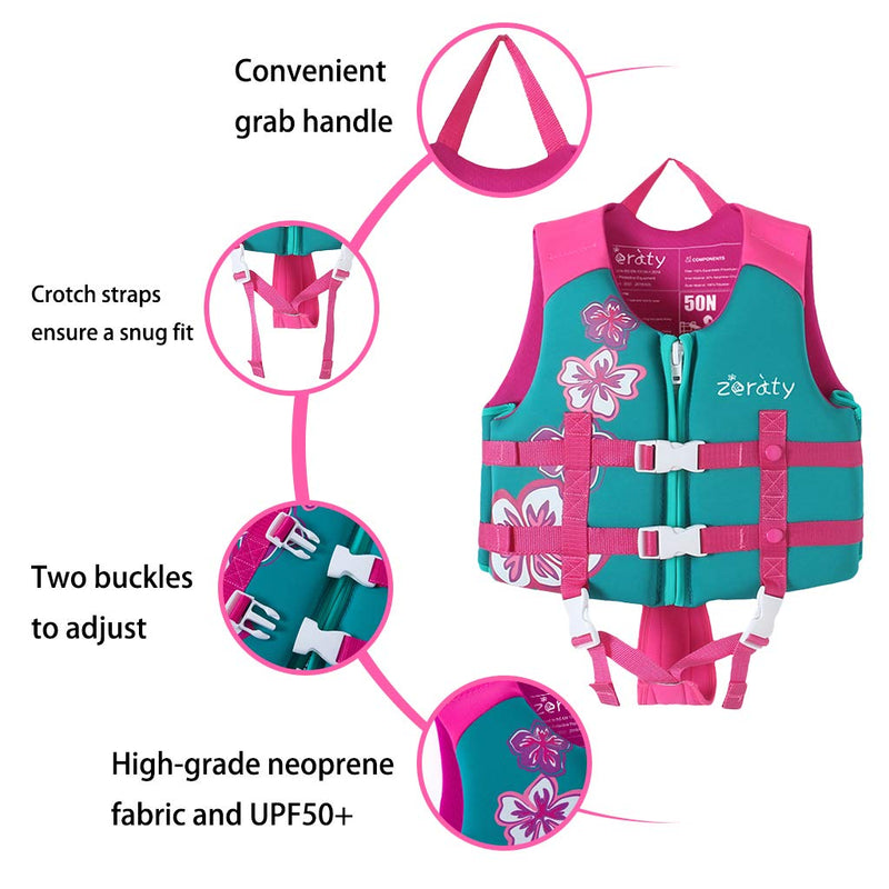 Zeraty Kids Swim Vest Life Jacket Flotation Swimming Aid for Toddlers with Adjustable Safety Strap Age 1-9 Years/22-50Lbs Pink M(Age Recommend 4-6 Years) - BeesActive Australia