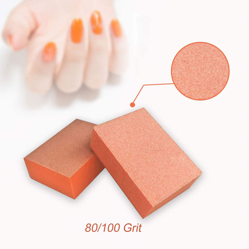 Nail Buffer Mini Block File 80/100 Grit Disposable Bulk, 130 Count (Orange) Orange - BeesActive Australia