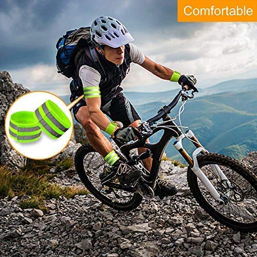 Reflective Bands for Wrist, Arm, Ankle, Leg. High Visibility Reflective Gear for Night Walking, Cycling and Running. Safety Reflector Tape Straps. Very Large Reflective Surface Area Green - 4 Bands - BeesActive Australia
