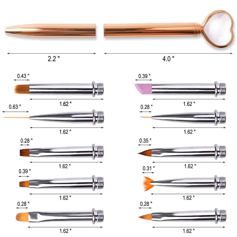 SILPECWEE 1 Pack Replacement Nail Art Brush Set Nail Painting Flower Pen Acrylic UV Gel Manicure Accessories (10 Kinds Of Pen Tips) - BeesActive Australia