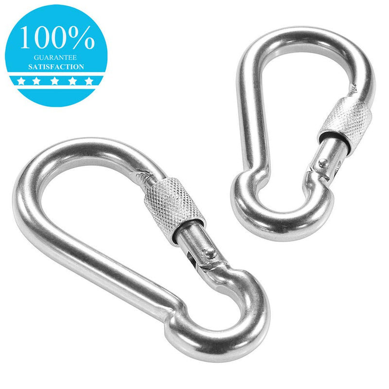 PROND Locking Carabiners, Heavy Duty Carabiner, 316 Stainless Steel Screw Lock Carabiner Hooks 2PCS - 316 Stainless Steel - BeesActive Australia