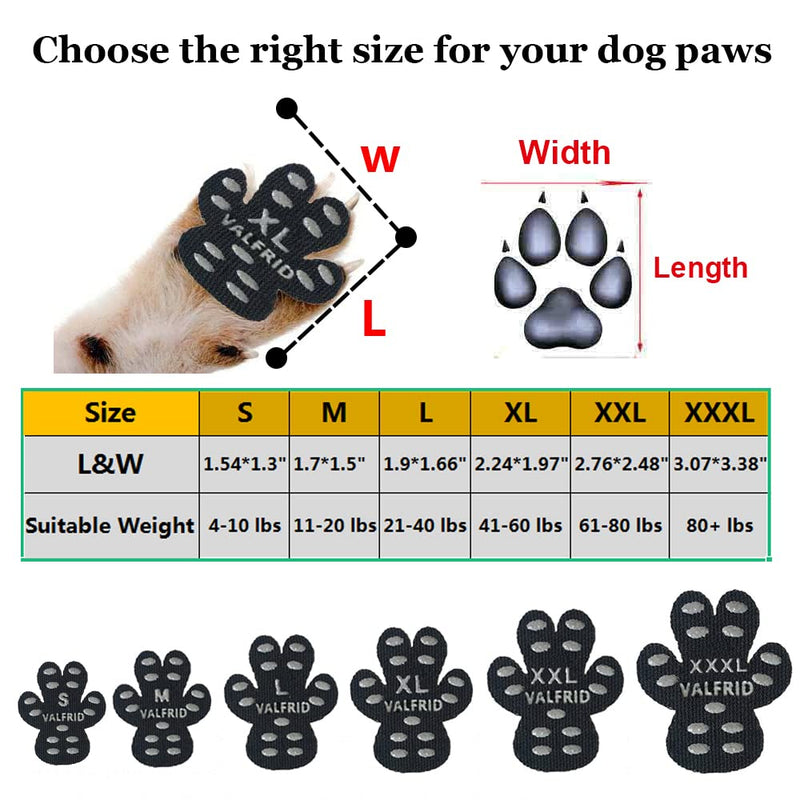 VALFRID Dog Paw Protector Anti-Slip Grips to Keeps Dogs from Slipping On Hardwood Floors,Disposable Self Adhesive Resistant Dog Shoes Booties Socks Replacemen 6Sets 24PCS XL ( L 2.24 x W 1.97 in,41-60 lbs) - BeesActive Australia