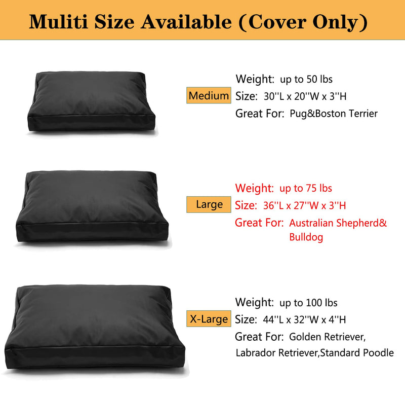 Aacabo Replacement Dog Bed Cover,Heavy Duty Tear Resistant Waterproof Removable Reusable Dog Bed Covers with Zipper-Cover Only Large - BeesActive Australia