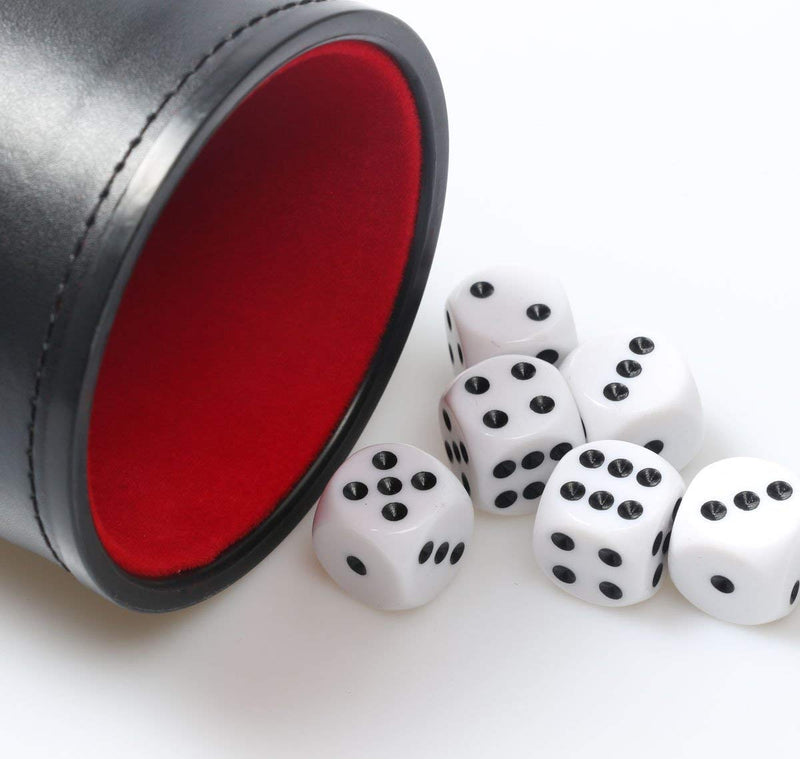 RERIVER Felt Lined PU Leather Dice Cup Set with 6 Dot Dices (Black, Pack of 1) Black - BeesActive Australia