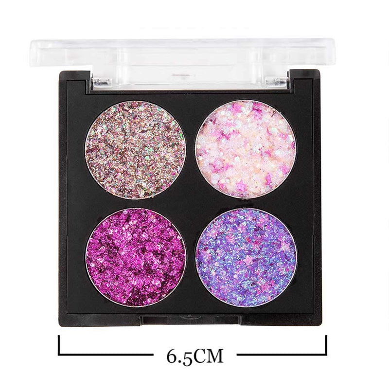 Kisshine Glitter Eyeshadows Party Shimmer Eyeshadow Palette Diamond 4 Blend Color Long Lasting Waterproof Eye Shadow Highly Pigmented Eye Makeup Cosmetics Gift For Women and Girls (Pink 3#) - BeesActive Australia