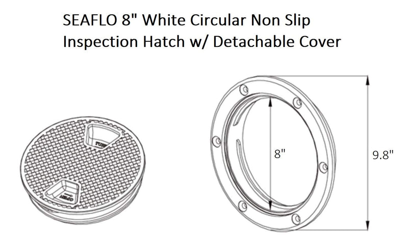 SEA FLO 4" - 8" White Circular Non Slip Inspection Hatch w/Detachable Cover - BeesActive Australia