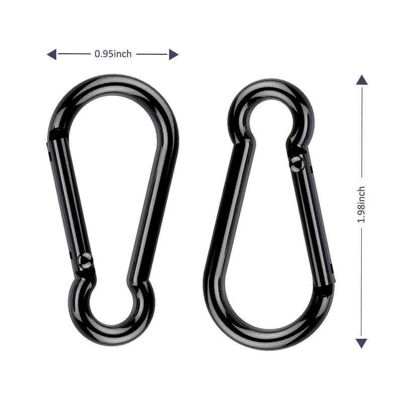 Aluminum Carabiner Clip, Durable Spring Snap Hook Key Chain Buckle Clips for Camping Hiking Fishing Traveling Black-10pack - BeesActive Australia