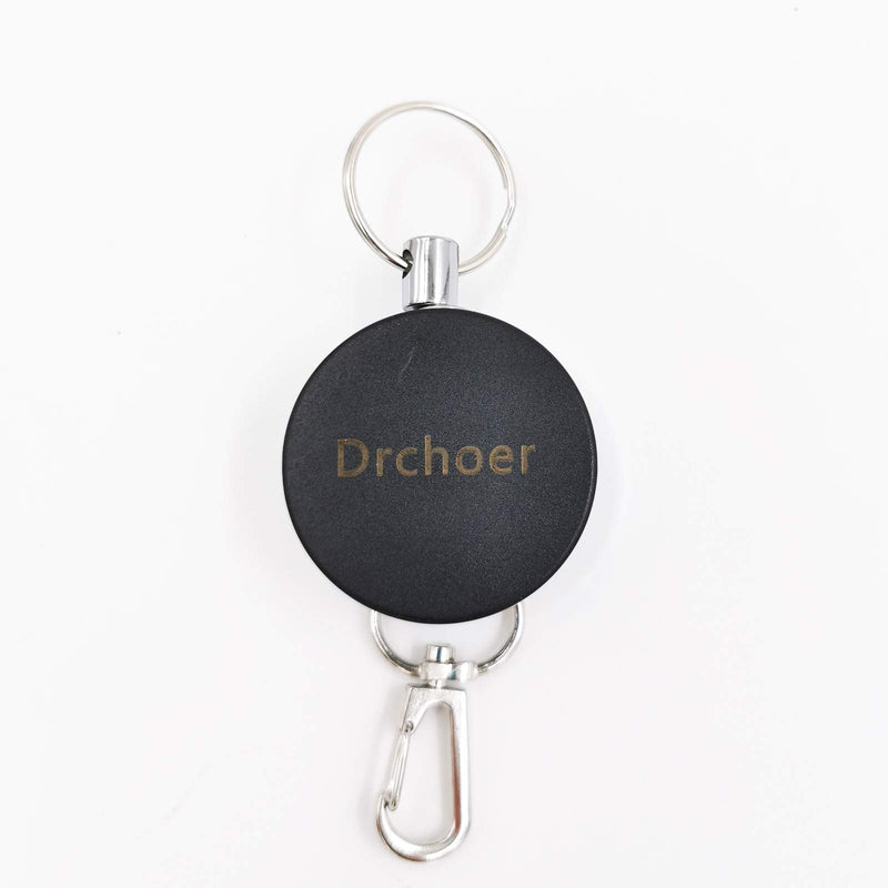 Drchoer 4pcs Fly Fishing Zinger Retractor Tool,Retractable Badge Reel Key Chain Reel Clip with Spring Clip and 23 Inch Steel Cord (Silver & Black) Silver & Black - BeesActive Australia
