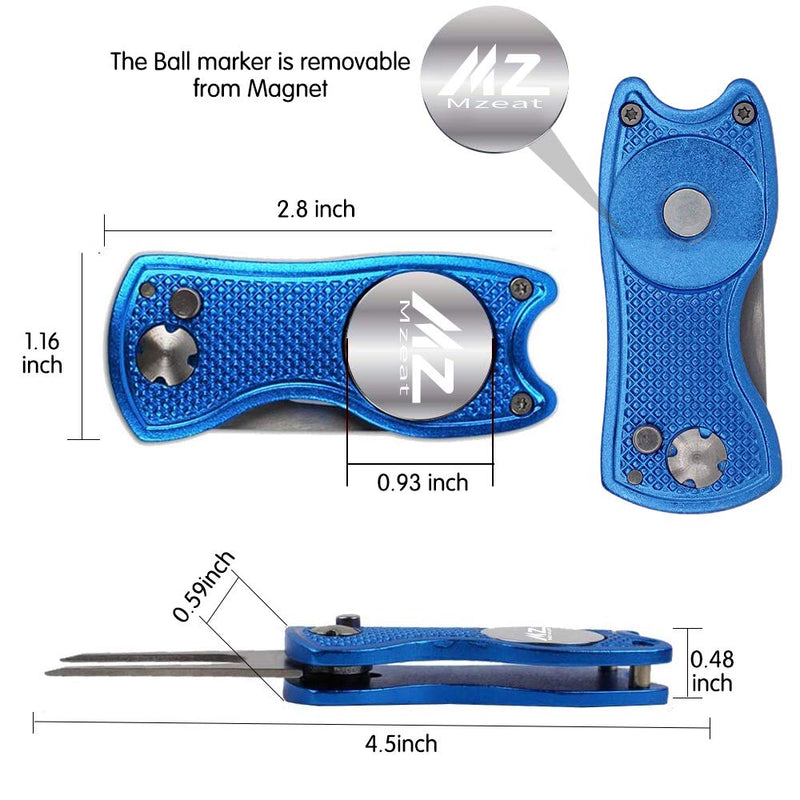 MZ Mzeat Golf Groove Cleaning Tool Set, Microfiber Waffle Pattern Golf Towel, Retractable Club Groove Cleaner Brush, Foldable Divot Tool with Magnetic Ball Marker Blue - BeesActive Australia