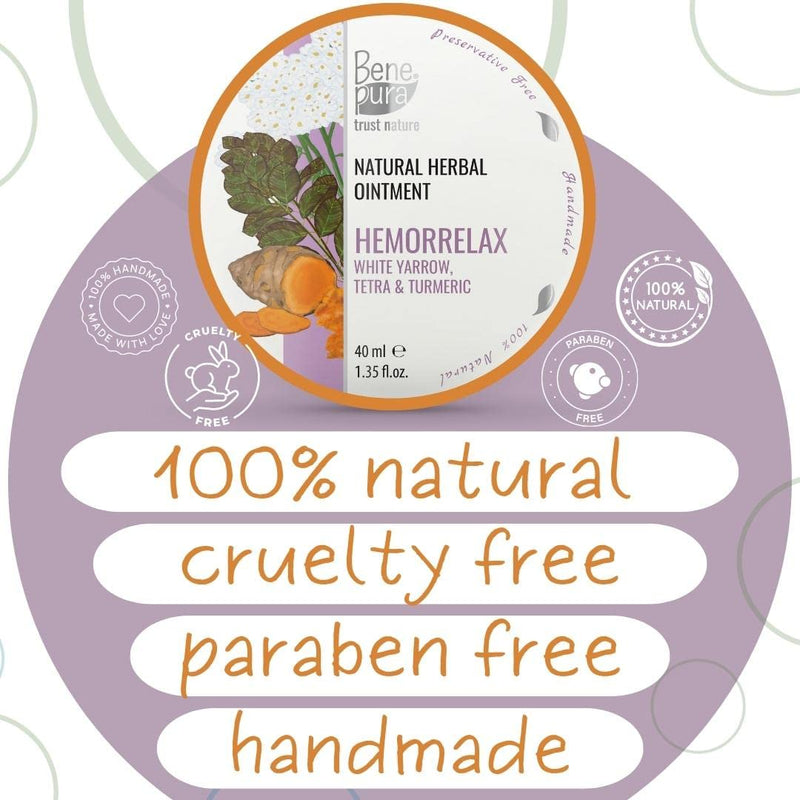 BenePura Hemorrhoids Ointment, Natural White Yarrow, Tetra and Turmeric Ointment, Soothes Burning, Itching and Discomfort, 40 ml - BeesActive Australia