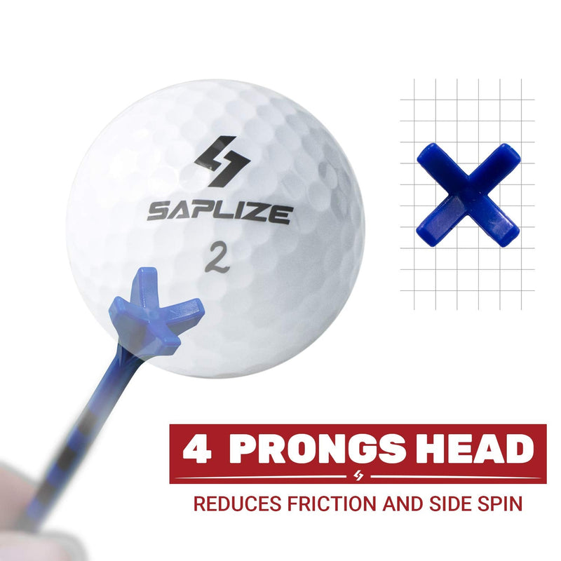 SAPLIZE Plastic Golf Tees (2-3/4"&3-1/4" Available) Reduces Friction & Side Spin 4 Prongs Plastic Tees Blue(3-1/4") 3-1/4", 50pcs - BeesActive Australia