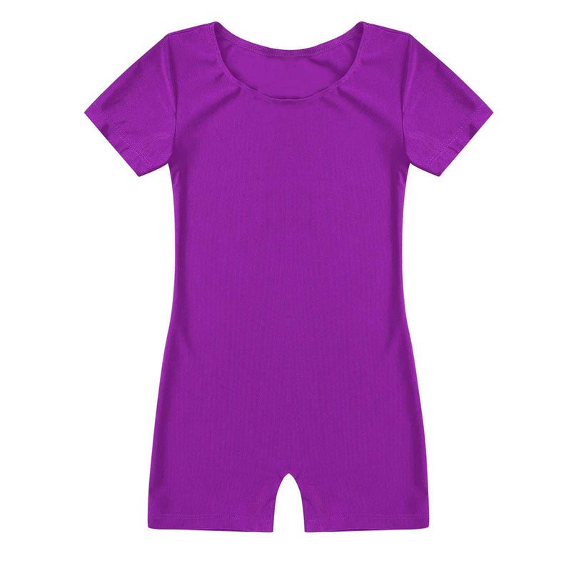 easyforever Unisex Kids Boys Girls 1Piece Solid Color Ballet Dance Leotard Stretchy Gymnastic Workout Jumpsuit Purple 8 - BeesActive Australia