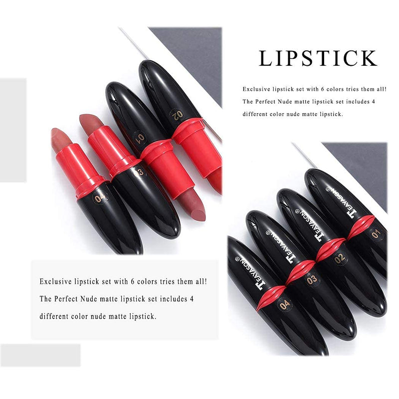 Edanta Matte Lipstick Set 4 PCS High Pigment Lipsticks Long Lasting Lip Stick Velvet Lip Gloss Cosmesis Waterproof Lip Makeup for Women and Girls (K- Red 1) K- Red 1 - BeesActive Australia