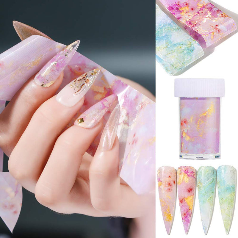 Marble Nail Foil Transfer Sticker, Marble Nail Art Stickers Nail Foils Decals for Women Fingernails Toenails Manicure Nail Art Designs Decorations (4 Boxes ) - BeesActive Australia