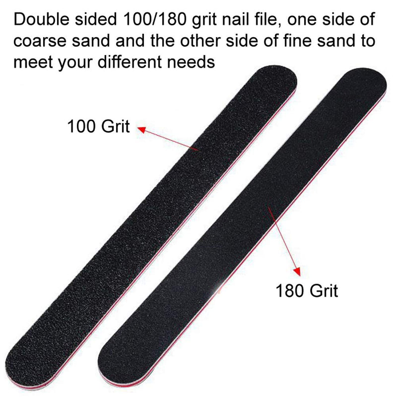 20 Pieces Nail Files Double Sided 100/180 Grit Nail Files Emery Board Grit Professional Manicure File Black - BeesActive Australia