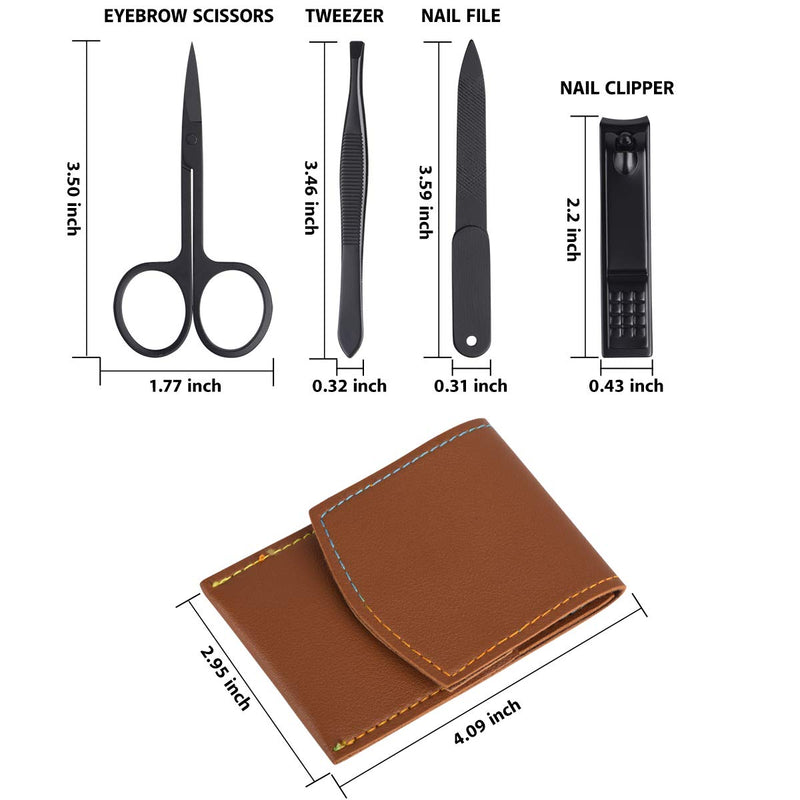 RainbowDuck Manicure Set Nail Clippers Pedicure Kit -4 Pieces Stainless Steel Acrylic Nail Kits, Nail Care Tools with Portable Leather case brown - BeesActive Australia