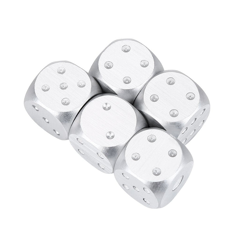 Tbest 5pcs Table Game Dice,Polyhedral Dice Sets Metal DND Dice Set,5pcs Aluminium Alloy Table Game Poker Games Dices Set with Square/Rectangle Storage Box Silver/Gold (Square-Silver) - BeesActive Australia