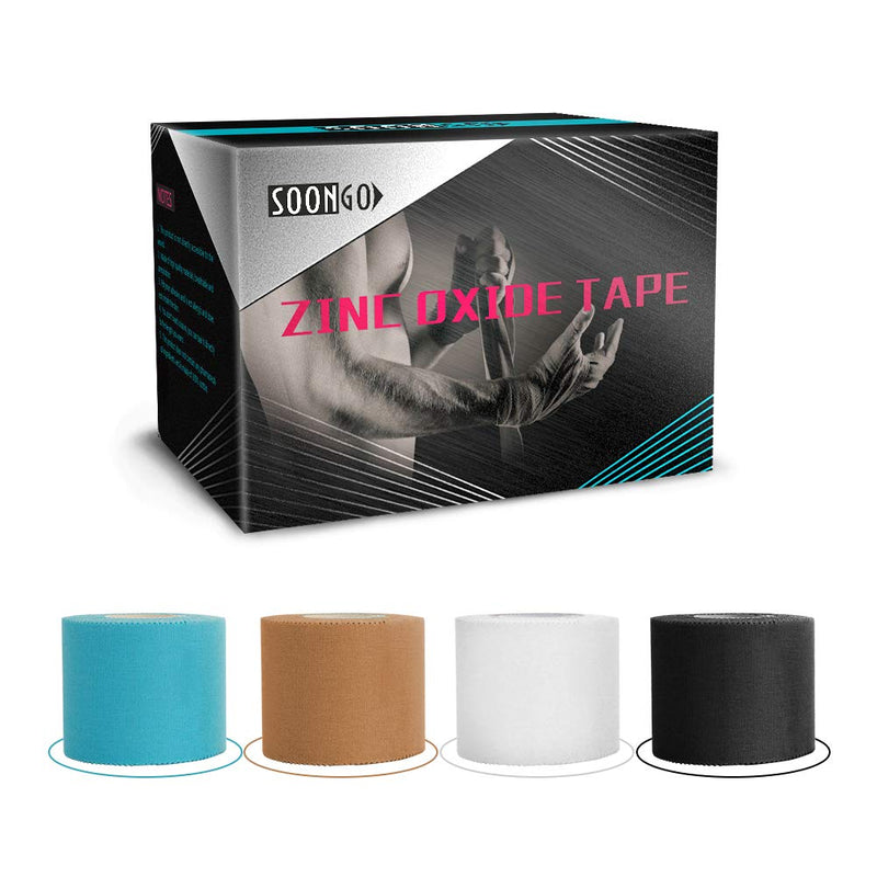 Zinc Oxide Tape 5cm x 10m 2 Rolls Beige Inelastic Sports Strapping Athletic Tape Fixed Joint Viscosity Hypoallergenic by SOONGO 5cm*10m 2 Rolls - BeesActive Australia
