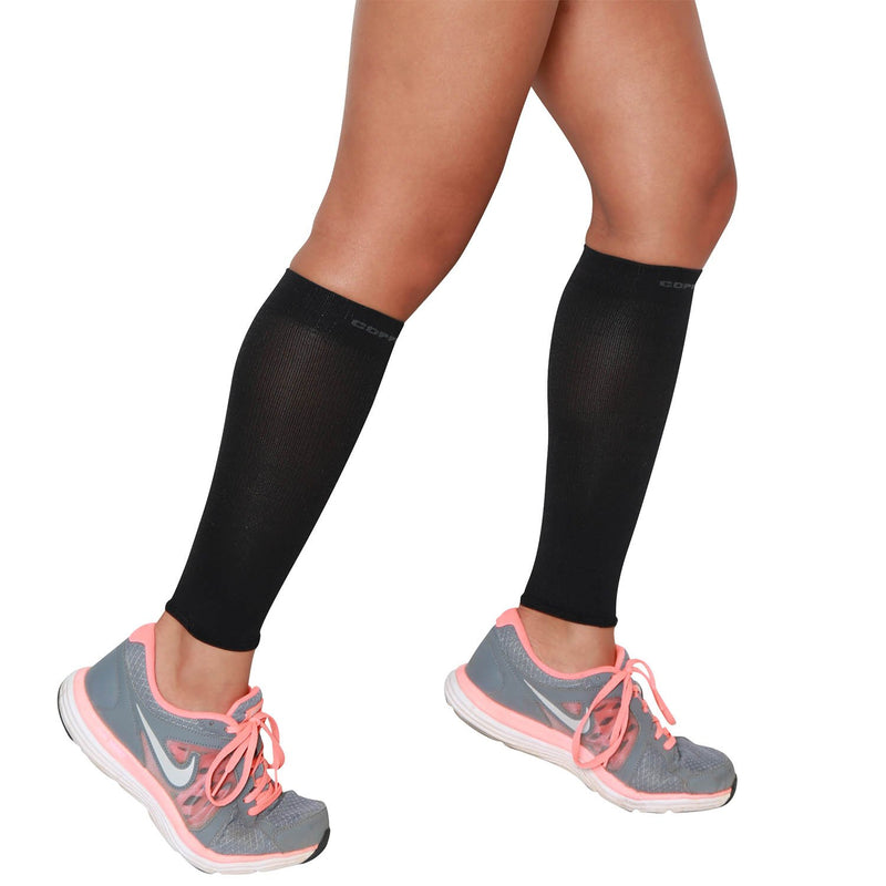[AUSTRALIA] - Compression Leg Sleeves with Copper - PureCompression Running Compression Copper Sleeves for Runners Black Large 