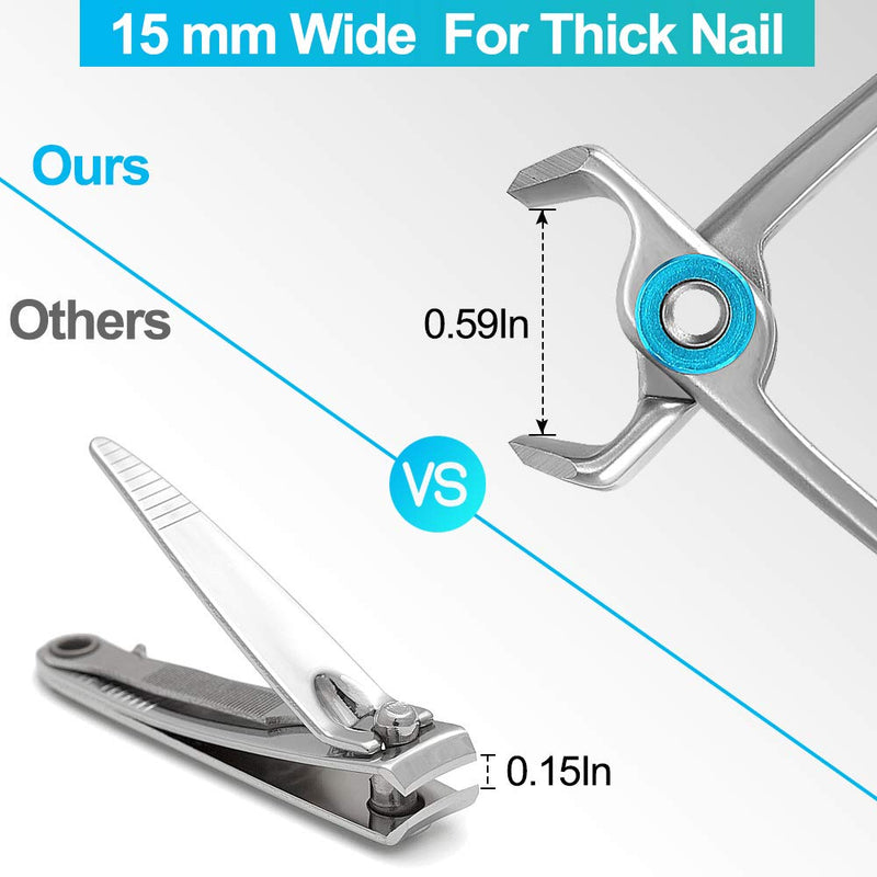 Thick Toenail Clipper – Vepkuso Wide Jaw Opening Oversized Stainless Steel Toenail Cutter with Nail File For Thick Nail, Extra Large Fingernail Toenail Trimmer for Men&Women Sliver Set - BeesActive Australia