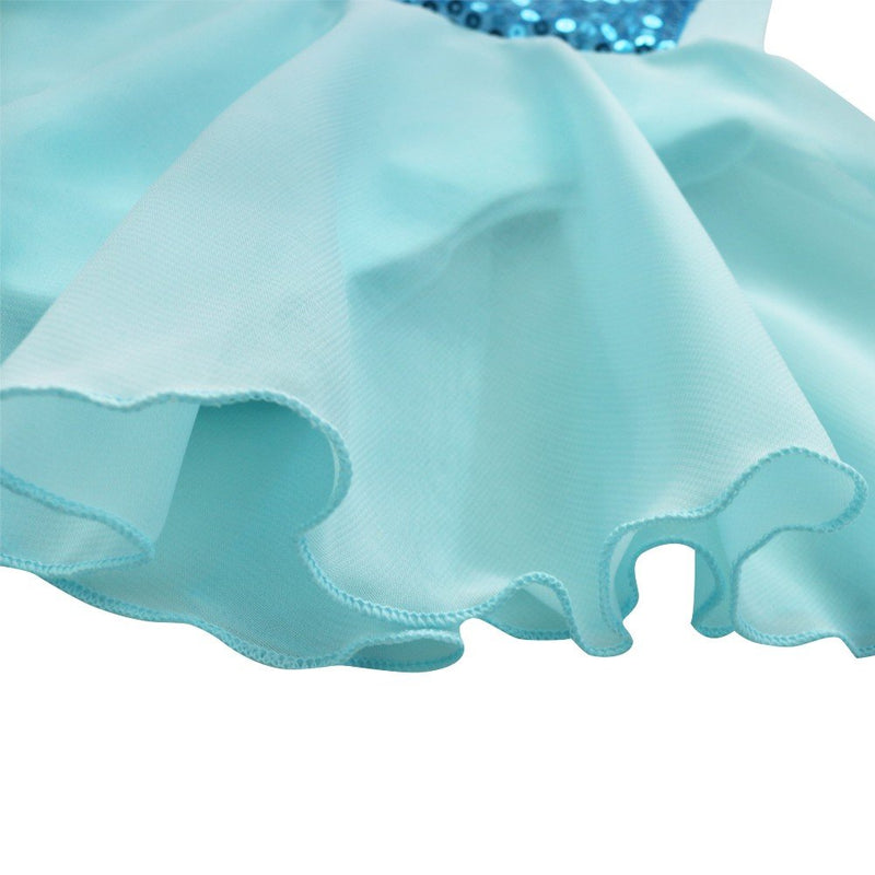 [AUSTRALIA] - iEFiEL Girls Sequins Chiffon Ballet Dance Dress Gymnastic Leotard Ballerina Fairy Costume Blue 10 