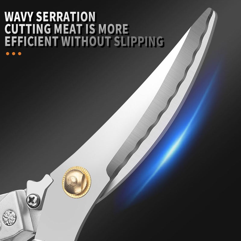 Heavy Duty Kitchen Scissors,Heavy Duty Kitchen Shears,Poultry Shears Heavy Duty Professional,Heavy Duty Chicken Shears,Spatchcock Chicken Whole(Silvery) Silvery - BeesActive Australia